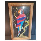 17.5x 30.5 old window hand painted Parrot decor
