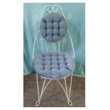 Vintage Tufted Blue Velvet Vanity Accent Chair.