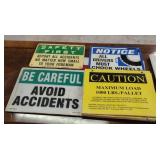 Metal and cardboard signs