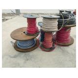 Partial small rolls of braided wire. 6 rolls