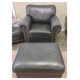 Leather chair 40 x 36 x 38 with ottoman 24 x 1
