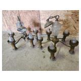 Vintage brass chandeliers with Irredescent bulbs