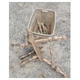 Antique spinning wheel in pieces