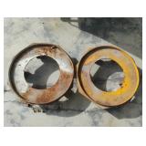 Round metal dollies. 18". Set of 2