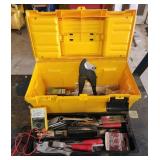 Yellow toolbox with, pipe cutter, Hyper Tough