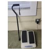 Leg exercise machine works and cane.