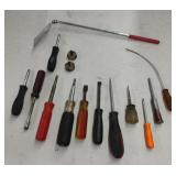 Misc hand tools and an extendable hand mirror