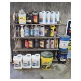 Shelf w/ Contents- Antifreeze, Brake Fluid & More