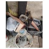 Lawn mower blades and misc metal pieces and more