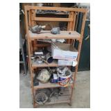 Wood shelf and contents 24 x 58 x 15