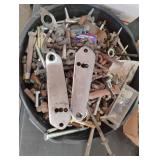 Small plastic pan with bolts, screws and nuts and