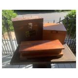 Wooden boxes and vintage metal filing box