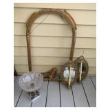 Vintage frame *needs repair*, mirrored wall scone,