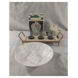 Porcelain angel, ceramic decorative bowl, votive