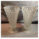 Vintage Indiana Glass Diamond Point Clear Footed