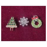 3 Rhinestone Sparkly Holiday Charms