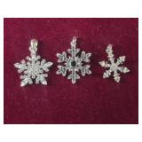 3 snowflake Charms- one is marcasite