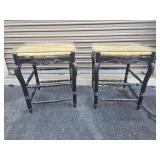 Wicker and Glass Top End Tables