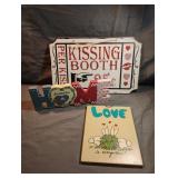 Kissing Booth, Home and Love signs