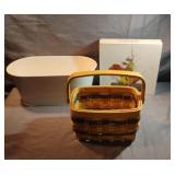 Japonica, metal planter and a basket