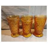 Vintage Amber Whitehall Glass Tumblers: Indiana
