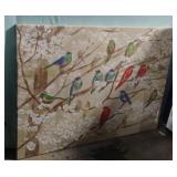 XL Painted Tim Coffee canvas bird and floral