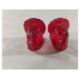 Williams & Sonoma red glass turkey candle holders
