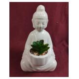 Zen Buddah Statue Holding Succulent Faux Plant