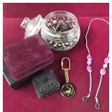 Jewelry Boxes, Bobby pins in glass cow jar,