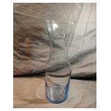 Clear blue glass vase. 10 3/4" tall