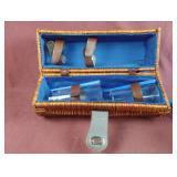 Grey Goose basket for a wine bottle. Glasses are