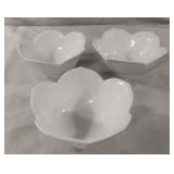 Pier 1 Lotus Flower Bowls White Ribbed Porcelain