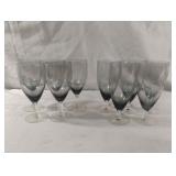 Grey tinted wine drinking glasses