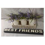 Floral and greenery decor and a wood Best Friends