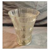 Vintage Clear Pressed Glass Basket Weave 7ï¿½ Vase