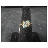 14k H.G. electroplate Aquamarine Ring - sz 6