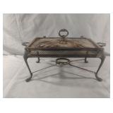 Vintage silver-plated chafing dish with hinged