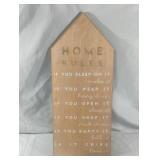 Home Rules wood sign 12 x 28