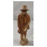 Vintage hand carved wood bearded man statue