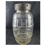 Glass Barrel Pickle Jar with Leather and wood Lid