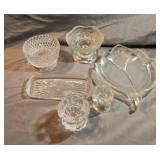 Crystal and glass trays, candle holders and more