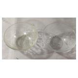 Raised Etched Tulip Flower Clear Bowl. Set of 2