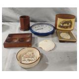 Quartz wall clock, wood pencil holder, Las Vegas