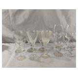 Crystal and glass wine glasses