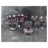 Avon Cape Cod Collection of ruby red pressed