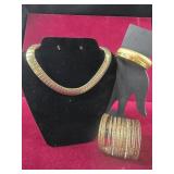 Vintage Necklace and Gold colored Bracelets
