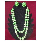 Vintage Beaded Necklace and clip-on earring set