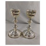 Pair Of Vintage Champagne Gold Pillar Candle