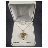14kt Gold Filled Heart Locket on 15" chain with