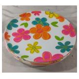 Floral plastic plates. 6 units
